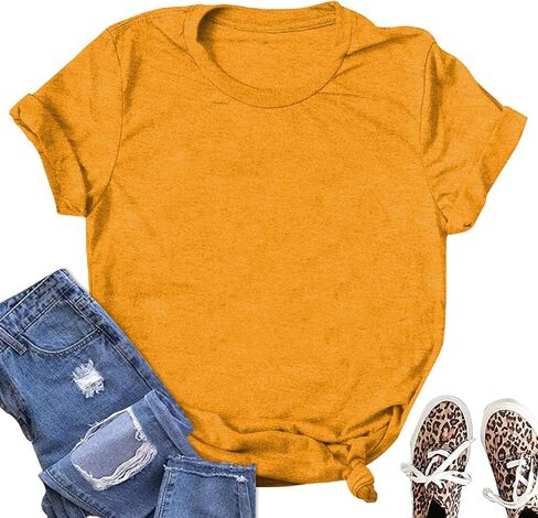 Women's Solid Color T-Shirt Casual Summer Short Sleeve Crewneck Loose Casual Basic Tee Tops Blouse in Saudi Arabia