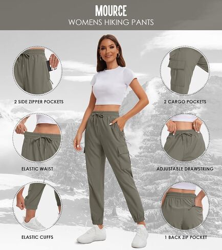 MOURCE Womens Hiking Pants Lightweight Quick Dry Waterproof Adjustable Cargo Pants with 5 Pockets in Saudi Arabia