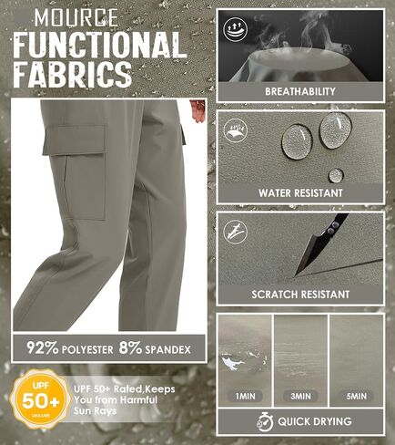 MOURCE Womens Hiking Pants Lightweight Quick Dry Waterproof Adjustable Cargo Pants with 5 Pockets in Saudi Arabia