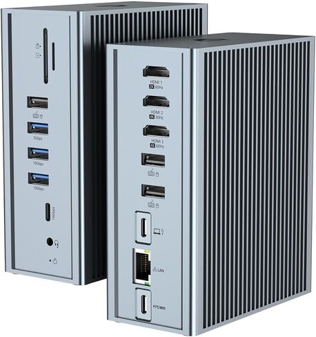 محطة إرساء USB C، محطة إرساء عالمية بشاشة عرض رباعية 16 في 1 لأجهزة الكمبيوتر المحمول والكمبيوتر اللوحي USB C (3*HDMI، شحن 100 واط، جيجابت إيثرنت، صوت، 10 جيجابت في الثانية USB-A/C 3.1، SD/TF) in Saudi Arabia