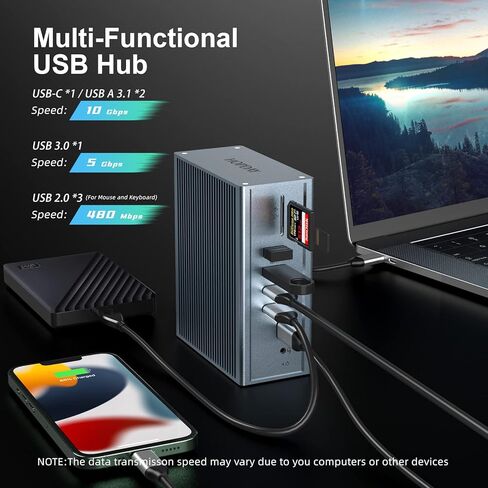 محطة إرساء USB C، محطة إرساء عالمية بشاشة عرض رباعية 16 في 1 لأجهزة الكمبيوتر المحمول والكمبيوتر اللوحي USB C (3*HDMI، شحن 100 واط، جيجابت إيثرنت، صوت، 10 جيجابت في الثانية USB-A/C 3.1، SD/TF) in Saudi Arabia