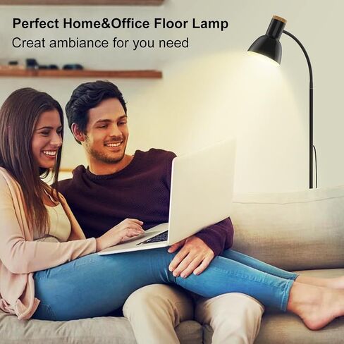Floor Lamp, Adjustable Floor Lamp with Gooseneck, Heavy Metal Based, Reading Pole Floor Lamp for Living Room Office Bedroom Nurser, Small Black Floor Lamps for Reading, Working(LED Bulb Included) in Saudi Arabia
