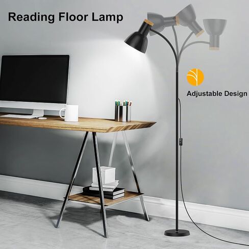 Floor Lamp, Adjustable Floor Lamp with Gooseneck, Heavy Metal Based, Reading Pole Floor Lamp for Living Room Office Bedroom Nurser, Small Black Floor Lamps for Reading, Working(LED Bulb Included) in Saudi Arabia
