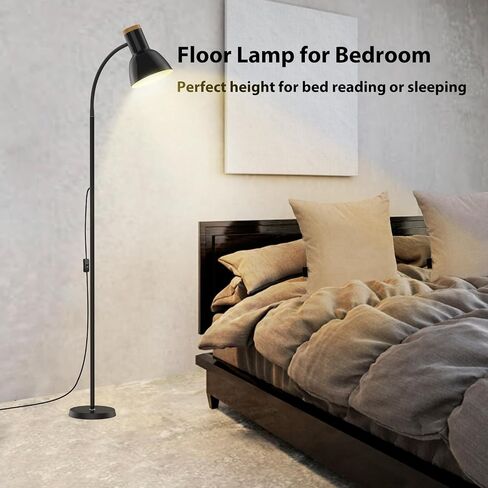 Floor Lamp, Adjustable Floor Lamp with Gooseneck, Heavy Metal Based, Reading Pole Floor Lamp for Living Room Office Bedroom Nurser, Small Black Floor Lamps for Reading, Working(LED Bulb Included) in Saudi Arabia