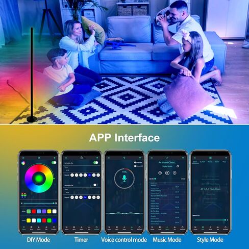 Floor Lamp,Color Changing Corner Lamp,Modern Floor Lamp with Remote and App Control, 16 Million Colors, Music Sync, Timer Setting Floor Lamps for Living Room Gaming Room Bedroom in Saudi Arabia