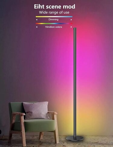 Floor Lamp,Color Changing Corner Lamp,Modern Floor Lamp with Remote and App Control, 16 Million Colors, Music Sync, Timer Setting Floor Lamps for Living Room Gaming Room Bedroom in Saudi Arabia