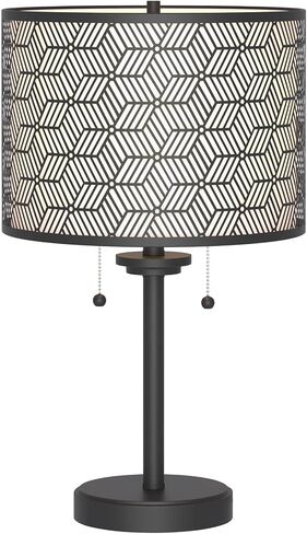 Inlight 59" High Double Shade Pull Chain Modern Floor Lamp for Living Room, Black Metal Frame and White Fabric Shade, Bulb Not Included, IN-0857-2-BK in Saudi Arabia