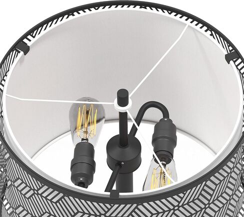 Inlight 59" High Double Shade Pull Chain Modern Floor Lamp for Living Room, Black Metal Frame and White Fabric Shade, Bulb Not Included, IN-0857-2-BK in Saudi Arabia