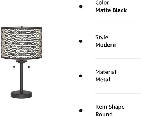Inlight 59" High Double Shade Pull Chain Modern Floor Lamp for Living Room, Black Metal Frame and White Fabric Shade, Bulb Not Included, IN-0857-2-BK in Saudi Arabia