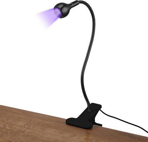 تركيبات إضاءة LED بالأشعة فوق البنفسجية 395 نانومتر كبيرة الحجم مع معقوفة ومشبك مصباح مكتب صغير مشبك محمول معقوفة لعلاج الأظافر في الهواء الطلق، مدخل USB 5 فولت (أسود، قطعة واحدة) in Kuwait