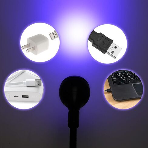 تركيبات إضاءة LED بالأشعة فوق البنفسجية 395 نانومتر كبيرة الحجم مع معقوفة ومشبك مصباح مكتب صغير مشبك محمول معقوفة لعلاج الأظافر في الهواء الطلق، مدخل USB 5 فولت (أسود، قطعة واحدة) in Kuwait
