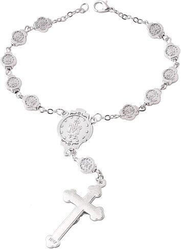 Luomu One Decade Catholic Rosary with Clasp Auto Rosary Car Rosary with Virgin Mary Blue Pink Miraculous Medal Hang on Mirror Rearview in Saudi Arabia