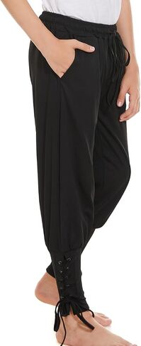 Medieval Ankle Banded Pirate Pants Boys, Kids Renaissance Viking Pirate Costume, Halloween Cosplay Striped Trousers in Saudi Arabia