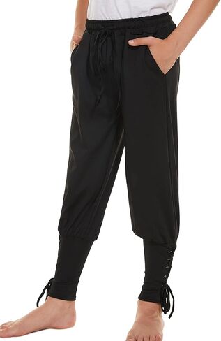 Medieval Ankle Banded Pirate Pants Boys, Kids Renaissance Viking Pirate Costume, Halloween Cosplay Striped Trousers in Saudi Arabia