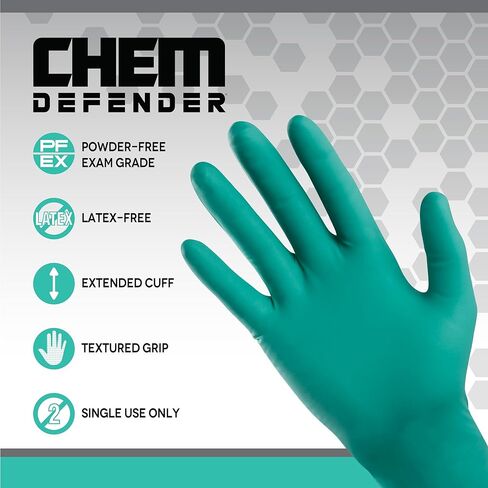 قفازات ChemDefender خالية من الكلوروبرين للاستعمال مرة واحدة | 5 مل - صغير | مقاومة كيميائية، أطراف أصابع مزخرفة، أساور ممتدة مقاس 12 بوصة، استخدام فردي | لطب الأسنان والصناعات | 66591 in Saudi Arabia