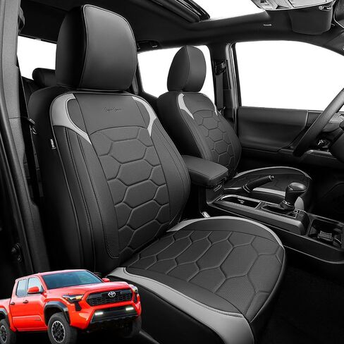 Super Cover® for Toyota Tacoma Seat Covers 2016-2022 2023,Fit for Tacoma Leather Seat Covers (Black and Gray) for Tacoma Accessories Crew Cab/Double Cab(Not Fit The 4th Generation for Tacoma) in Saudi Arabia