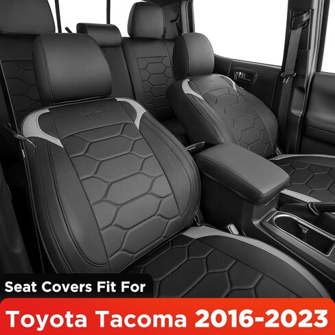 Super Cover® for Toyota Tacoma Seat Covers 2016-2022 2023,Fit for Tacoma Leather Seat Covers (Black and Gray) for Tacoma Accessories Crew Cab/Double Cab(Not Fit The 4th Generation for Tacoma) in Saudi Arabia