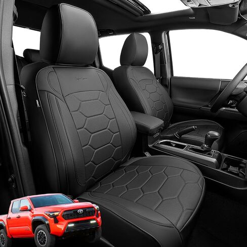 Super Cover® for Toyota Tacoma Seat Covers 2016-2022 2023,Fit for Tacoma Leather Seat Covers (Black and Gray) for Tacoma Accessories Crew Cab/Double Cab(Not Fit The 4th Generation for Tacoma) in Saudi Arabia