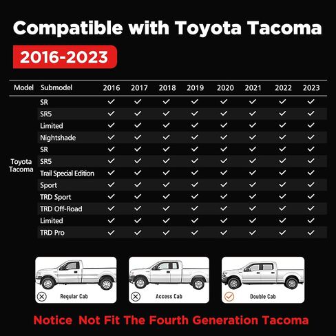 Super Cover® for Toyota Tacoma Seat Covers 2016-2022 2023,Fit for Tacoma Leather Seat Covers (Black and Gray) for Tacoma Accessories Crew Cab/Double Cab(Not Fit The 4th Generation for Tacoma) in Saudi Arabia