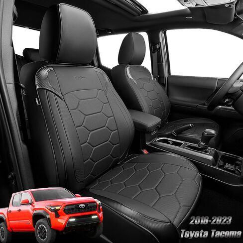 Super Cover® for Toyota Tacoma Seat Covers 2016-2022 2023,Fit for Tacoma Leather Seat Covers (Black and Gray) for Tacoma Accessories Crew Cab/Double Cab(Not Fit The 4th Generation for Tacoma) in Saudi Arabia