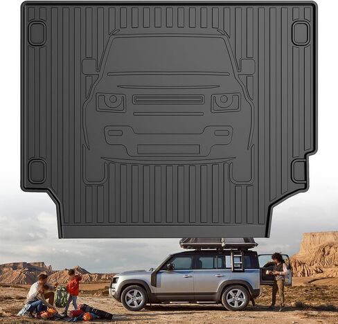 بطانة شحن ممتازة لـ 2020-2024 Land Rover Defender 110 مخصصة تناسب جميع الأحوال الجوية، حصيرة أرضية لصينية البضائع TPO لسيارة Land Rover Defender 110 جميع الموديلات، أسود (فقط لـ Defender 110) in Kuwait