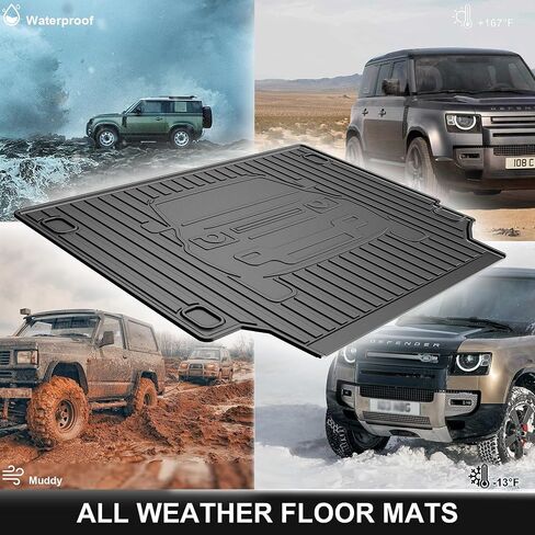 بطانة شحن ممتازة لـ 2020-2024 Land Rover Defender 110 مخصصة تناسب جميع الأحوال الجوية، حصيرة أرضية لصينية البضائع TPO لسيارة Land Rover Defender 110 جميع الموديلات، أسود (فقط لـ Defender 110) in Kuwait