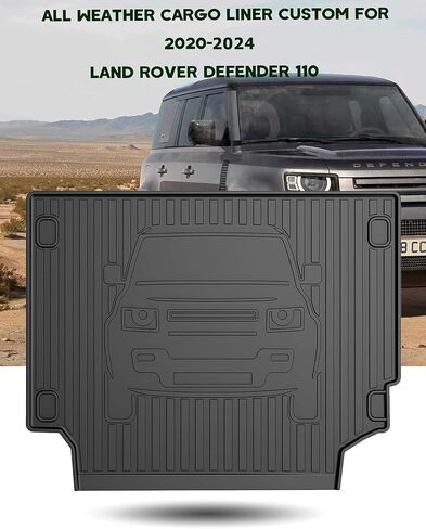 بطانة شحن ممتازة لـ 2020-2024 Land Rover Defender 110 مخصصة تناسب جميع الأحوال الجوية، حصيرة أرضية لصينية البضائع TPO لسيارة Land Rover Defender 110 جميع الموديلات، أسود (فقط لـ Defender 110) in Kuwait