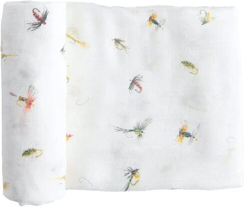 Little Unicorn – Gone Fishing Deluxe Swaddle | Single | 100% Rayon Muslin from Bamboo | Super Soft | Newborns and Infants | Large 47" x 47" | Machine Washable in Saudi Arabia