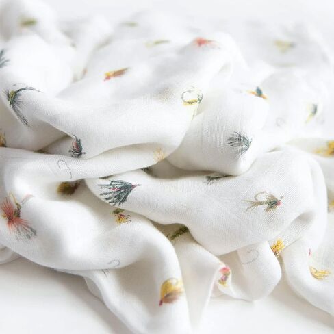 Little Unicorn – Gone Fishing Deluxe Swaddle | Single | 100% Rayon Muslin from Bamboo | Super Soft | Newborns and Infants | Large 47" x 47" | Machine Washable in Saudi Arabia