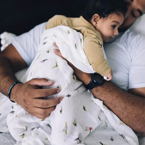 Little Unicorn – Gone Fishing Deluxe Swaddle | Single | 100% Rayon Muslin from Bamboo | Super Soft | Newborns and Infants | Large 47" x 47" | Machine Washable in Saudi Arabia