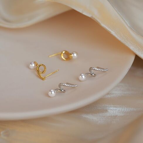S925 Sterling Silver 14K Gold Plated Tassel Pearl Dangle Earrings to Women Temperament Exquisite Shiny Zircon Earrings for Wedding Birthday Gift for Women Girls in Kuwait