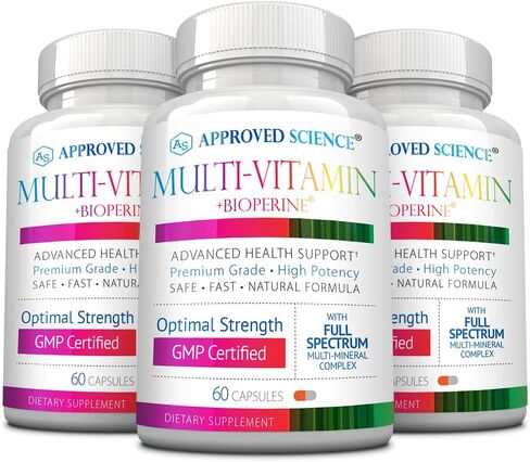 فيتامينات متعددة معتمدة علميًا - مع فيتامينات ب كاملة الطيف، والشاي الأخضر، واللوتين، والليكوبين، وزيكسانثين، والبيوبيرين - 60 كبسولة - كمية تكفي لمدة شهر واحد in Kuwait