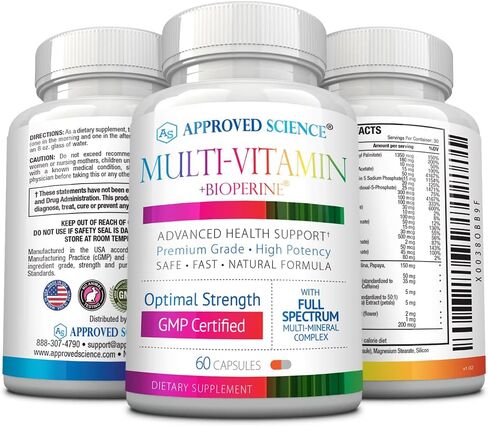 فيتامينات متعددة معتمدة علميًا - مع فيتامينات ب كاملة الطيف، والشاي الأخضر، واللوتين، والليكوبين، وزيكسانثين، والبيوبيرين - 60 كبسولة - كمية تكفي لمدة شهر واحد in Kuwait