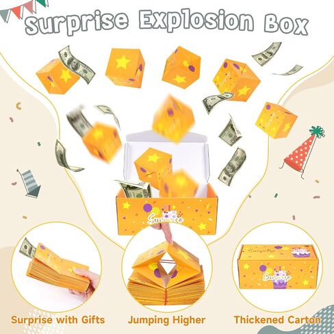 zhancydeal Surprise Gift Box Explosion Gift Box,Pop Up Explosion Box with 16 Bounce Cards,DIY Folding Gift Box with Confetti,Explosion Gift Bouncing Box for Birthday,Valentine's Day,Wedding,Proposal in Saudi Arabia