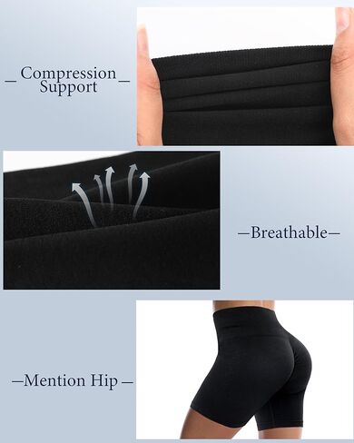 شورت للتمرين من Roadbox للنساء - 5 بوصات لرفع المؤخرة بخصر عالٍ والتحكم في البطن بدون خياطة من الألياف اللدنة القصيرة لراكبي الدراجات النارية واليوجا in Kuwait