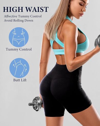 شورت للتمرين من Roadbox للنساء - 5 بوصات لرفع المؤخرة بخصر عالٍ والتحكم في البطن بدون خياطة من الألياف اللدنة القصيرة لراكبي الدراجات النارية واليوجا in Kuwait