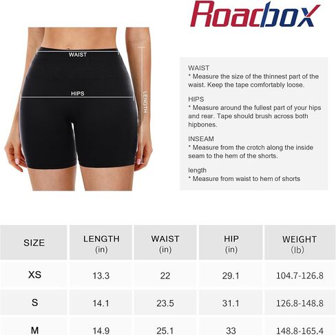 شورت للتمرين من Roadbox للنساء - 5 بوصات لرفع المؤخرة بخصر عالٍ والتحكم في البطن بدون خياطة من الألياف اللدنة القصيرة لراكبي الدراجات النارية واليوجا in Kuwait