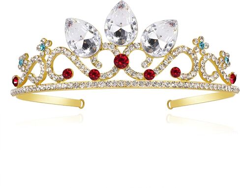 Princess Crown Halloween Cosplay Bridal Wedding Crystal Hair Tiara Sparkle Gold Crown Rapunzel Tiara for Women Girls Costume Accessories Birthday Gift in Saudi Arabia