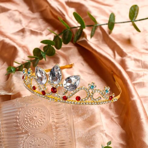 Princess Crown Halloween Cosplay Bridal Wedding Crystal Hair Tiara Sparkle Gold Crown Rapunzel Tiara for Women Girls Costume Accessories Birthday Gift in Saudi Arabia