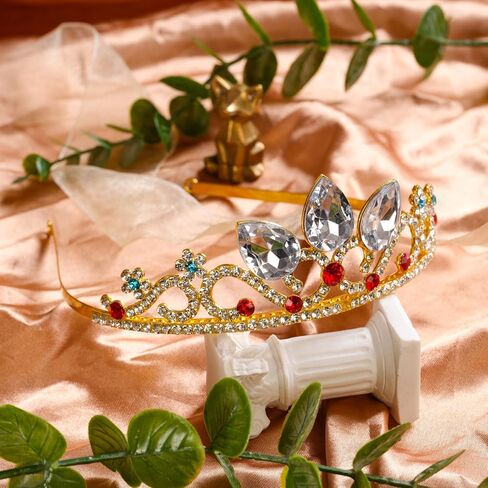 Princess Crown Halloween Cosplay Bridal Wedding Crystal Hair Tiara Sparkle Gold Crown Rapunzel Tiara for Women Girls Costume Accessories Birthday Gift in Saudi Arabia