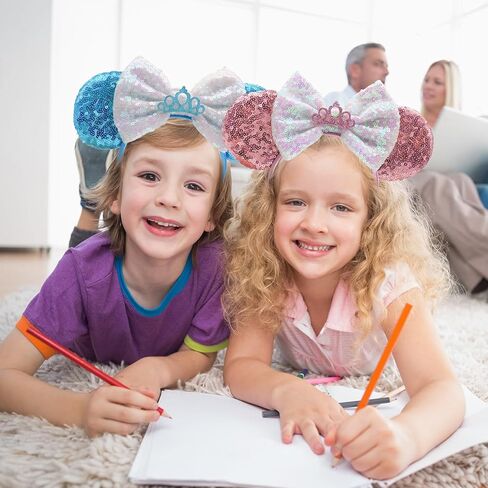 عصابات رأس على شكل أذن الفأر مع فيونكة، عصابات رأس على شكل فيونكة لامعة لامعة، عصابات رأس الأميرة في عيد الحب للفتيات والنساء (قطعتان) in Saudi Arabia