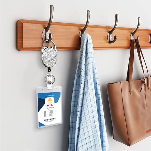 SAVORI Retractable Badge Holder with Belt Clip Key Ring Bling Rhinestones ID Card Badge Reel 24 inches Cord for Nurse Student Teacher (Oval Pink) in Kuwait