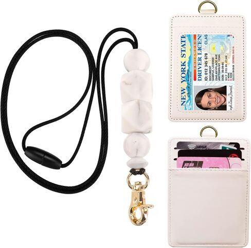 Badge Lanyards for Women Silicone Beaded Lanyard with ID Holder Lanyard Necklace for Teachers Nurse Employees Students(Black) in Saudi Arabia