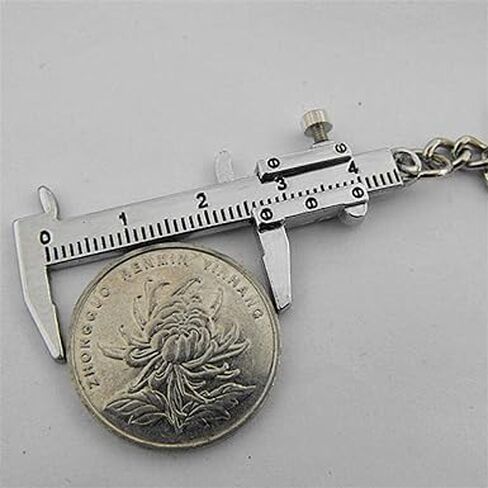1Pc Silver Fashion Mini Vernier Caliper Keychain Zinc Alloy 3D Movable Precision Miniature Pocket Vernier Caliper Keyring, Car Keychain, Calipers in Saudi Arabia