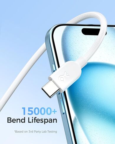 Cable Matters 2-Pack كابل شحن USB C فائق المرونة بقدرة 240 واط بطول 6 أقدام، أبيض، لجهاز MacBook Pro وiPad Pro وiPhone 15 Pro وApple Vision Pro (كابل شاحن USB C بقوة 140 واط، كابل USB C، USB 2.0، بدون فيديو) in Saudi Arabia