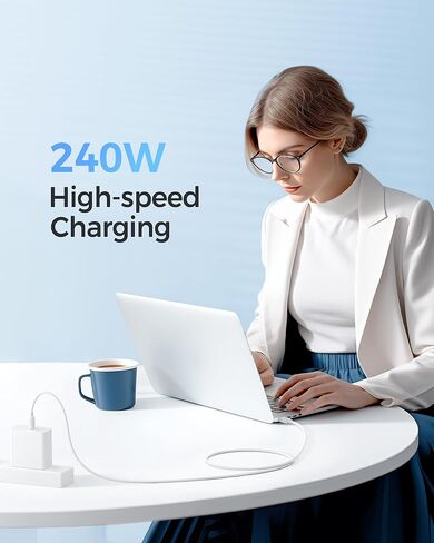 Cable Matters 2-Pack كابل شحن USB C فائق المرونة بقدرة 240 واط بطول 6 أقدام، أبيض، لجهاز MacBook Pro وiPad Pro وiPhone 15 Pro وApple Vision Pro (كابل شاحن USB C بقوة 140 واط، كابل USB C، USB 2.0، بدون فيديو) in Saudi Arabia