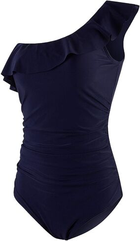 بدلة سباحة نسائية من Vijiv باللون الأسود قطعة واحدة مثيرة للتحكم في البطن مكشكشة بكتف واحد مونوكيني لباس السباحة in Kuwait