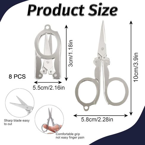 8 Packs Folding Scissors Mini Scissors Portable Travel Scissors, Stainless Steel Small Scissors, Paper Craft Scissors Tiny Scissors Pocket Scissors Badge Scissors for School Travel Office in Saudi Arabia
