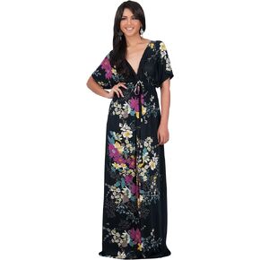 KOH KOH Womens Long Summer Floral Evening Sexy Kaftan Evening Gown Maxi Dress