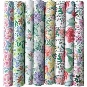 8pcs 18 x 22inches (46x56cm) Floral Cotton Fabric Small Flower Pattern Pre-Cut Quilt Squares Fat Quarters Fabric Bundles for Sewing and Quilting